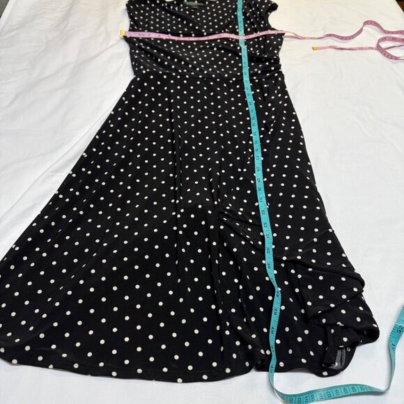 Lauren Ralph Lauren Women’s Black & White Polka Dot Faux Wrap Midi Dress, Size 8 - Picture 7 of 12
